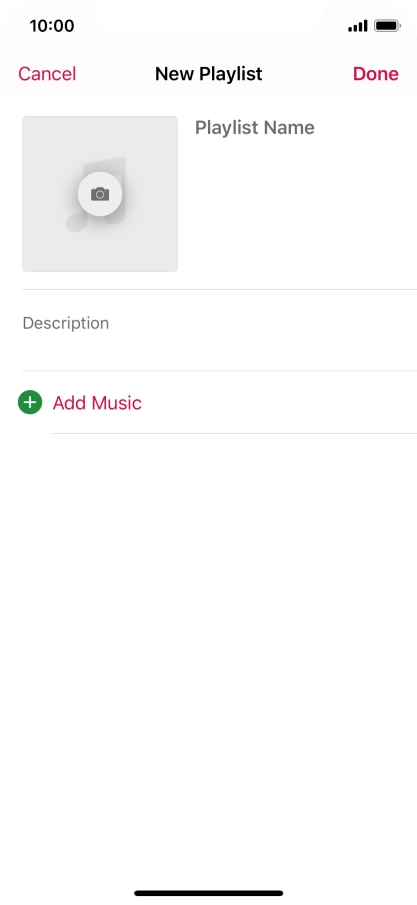 Press the text input field and key in a name for the playlist.