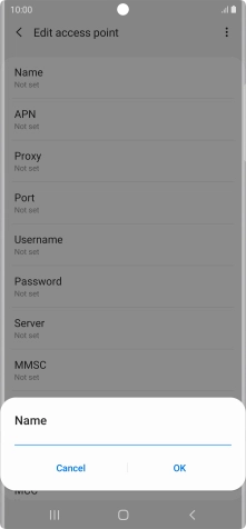 Key in Vodafone Internet and press OK.