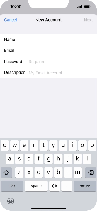 Press Password and key in the password for your email account.