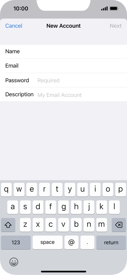 Press Password and key in the password for your email account.