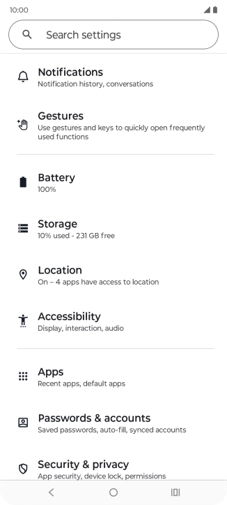 Press Security & privacy.