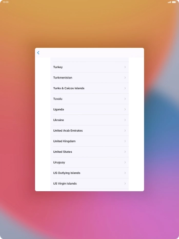 Press the required country or area.