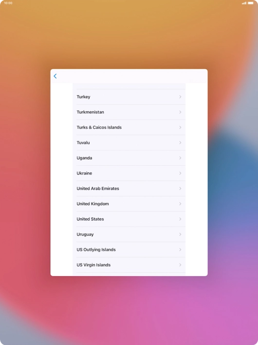 Press the required country or area.