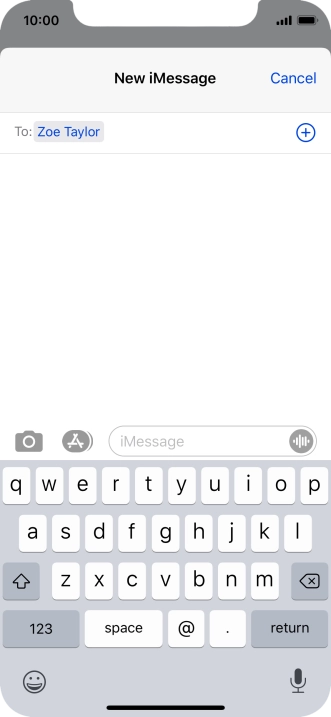 If the recipient can receive iMessages, iMessage is displayed in the text input field.