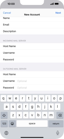 Press Username and key in the username for your email account. Please note that if you're using Vodafone's outgoing server, leave the username field empty.