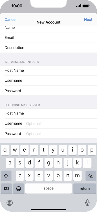 Press Username and key in the username for your email account. Please note that if you're using Vodafone's outgoing server, leave the username field empty.