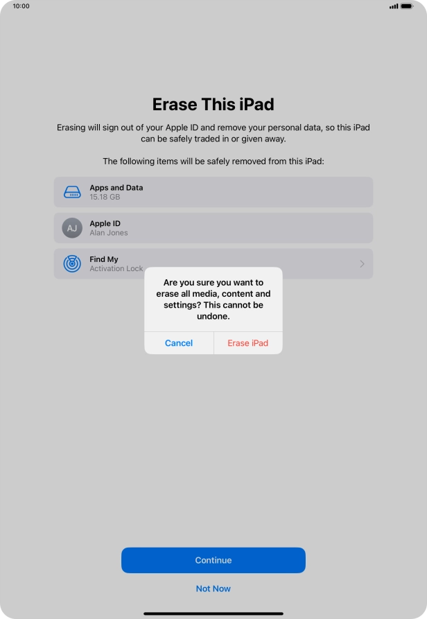 Press the required setting.