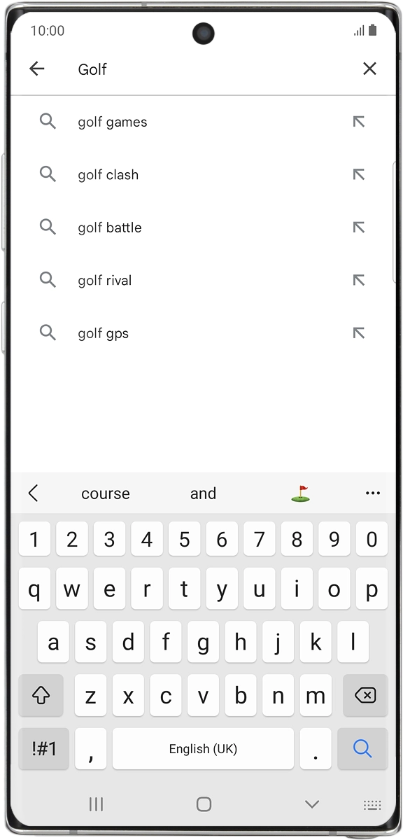 On your phone: Key in the name or subject of the required app and press the search icon.