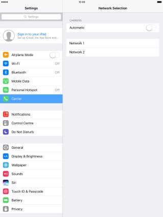 If you turn off the function, press the required network.