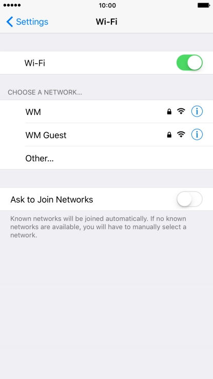 Press the required Wi-Fi network and key in the password for the Wi-Fi network.