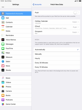 If you turn off the function, press the required setting.