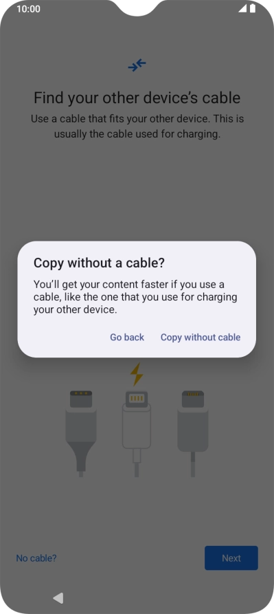 Press Copy without cable.