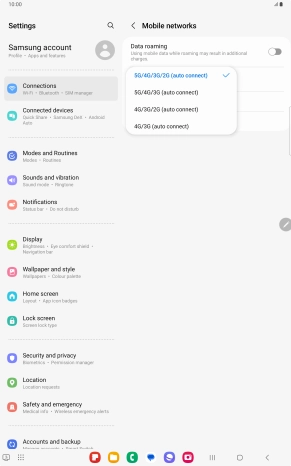 Press the required network mode.