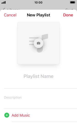 Press the text input field and key in a name for the playlist. Press the text input field and key in a name for the playlist.
