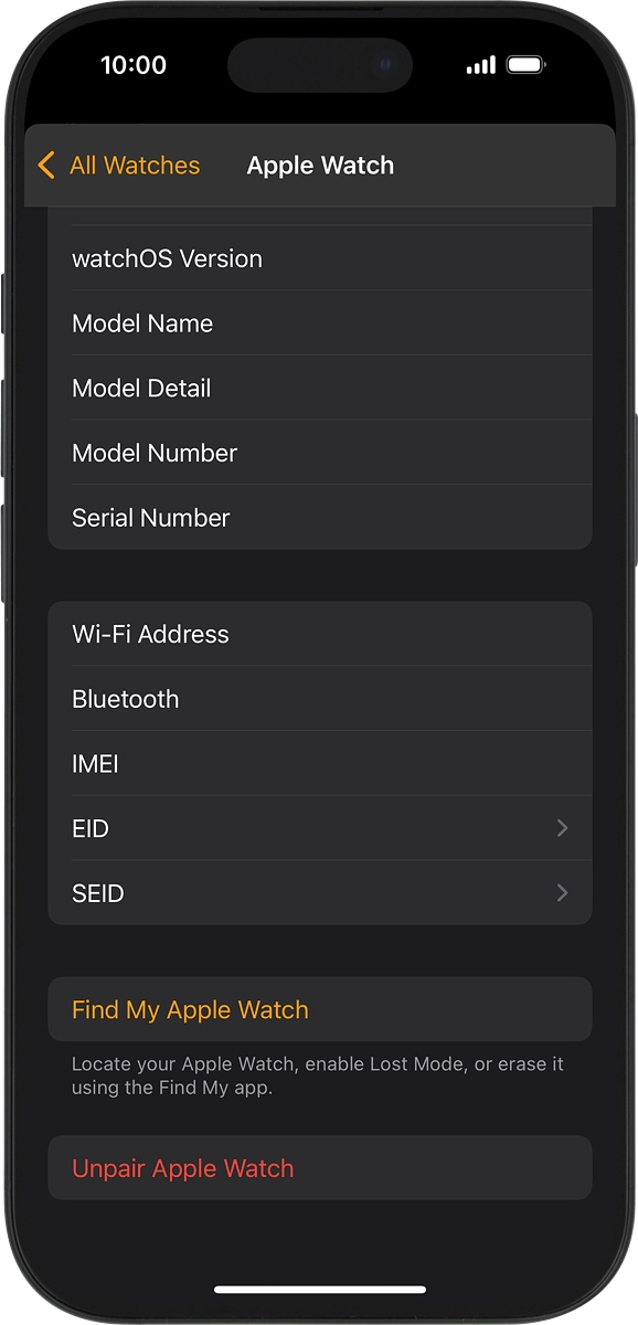 On your phone: Press Unpair Apple Watch.