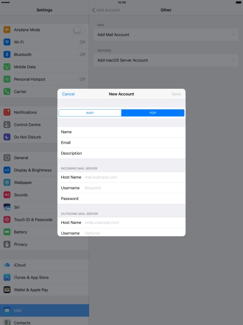 Press Host Name and key in the name of your email provider's incoming server.