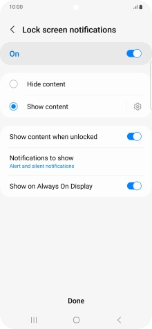 Press the required settings to turn them on or off.