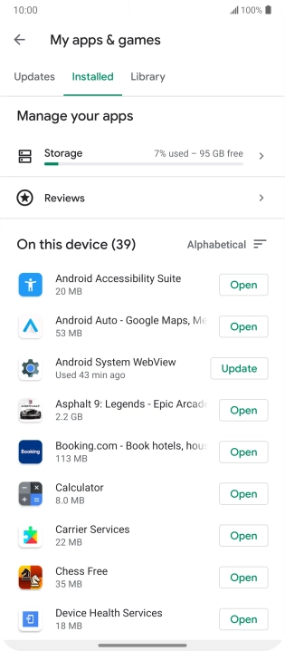 Press the required app.