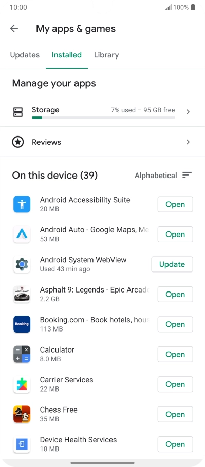 Press the required app.