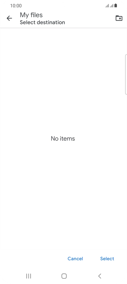 To create a new folder, press the new folder icon and follow the instructions on the screen to create a new folder.
