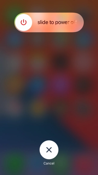 Press and drag the power off icon right.