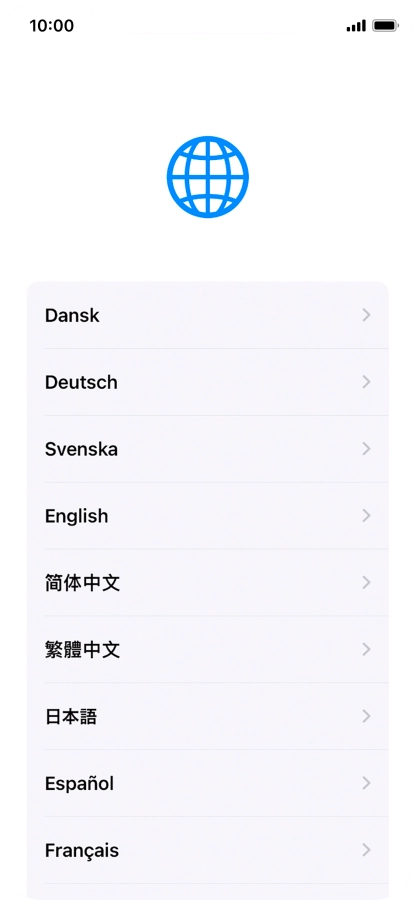 Press the required language.