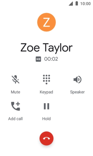 Press the end call icon.