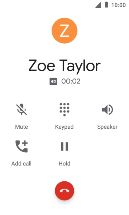 Press the end call icon.