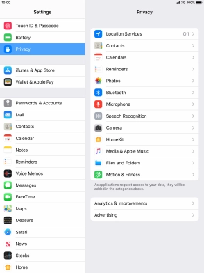 Press Location Services.