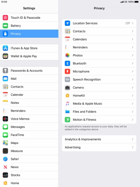 Press Location Services.