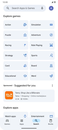 Press the search field.