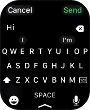 Press the microphone icon and record the message.