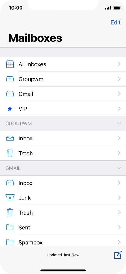 Press the required email account.