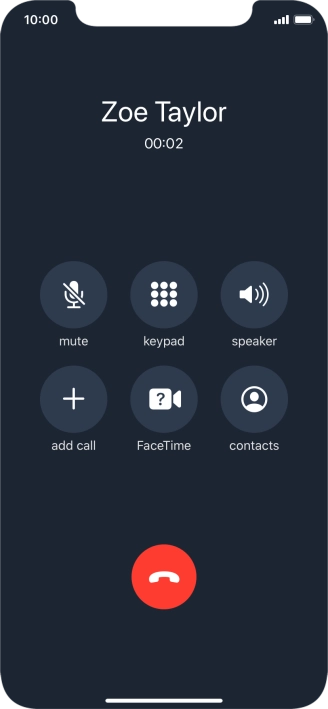 Press the end call icon to end the call.