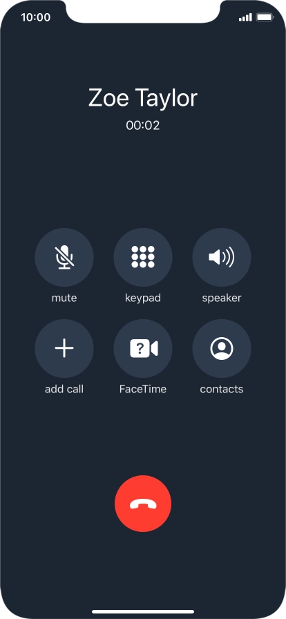 Press the end call icon to end the call.