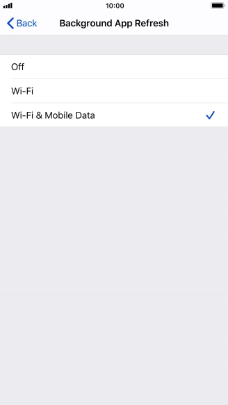 To turn off background refresh of apps, press Off.