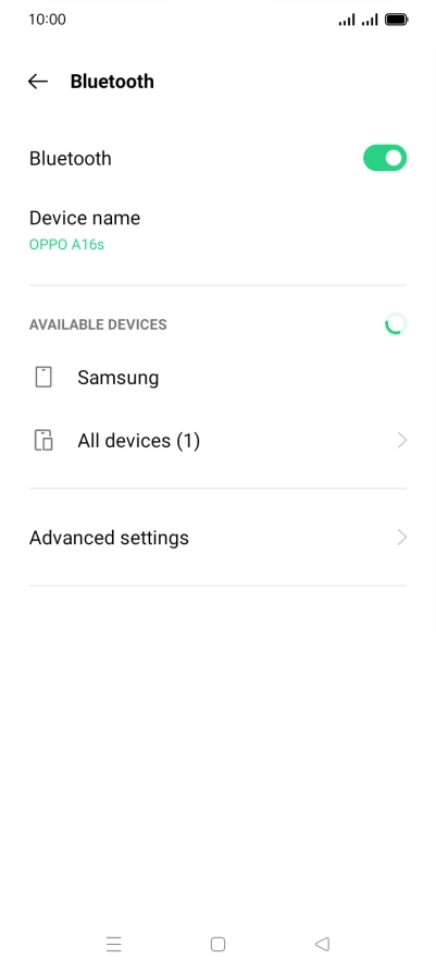 Press the required Bluetooth device and follow the instructions on the screen to pair the device with your phone.