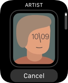 Press the required watch face.