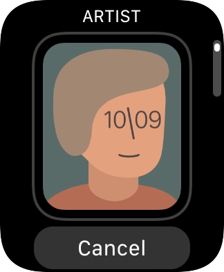 Press the required watch face.