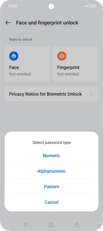 Press the required phone lock code.