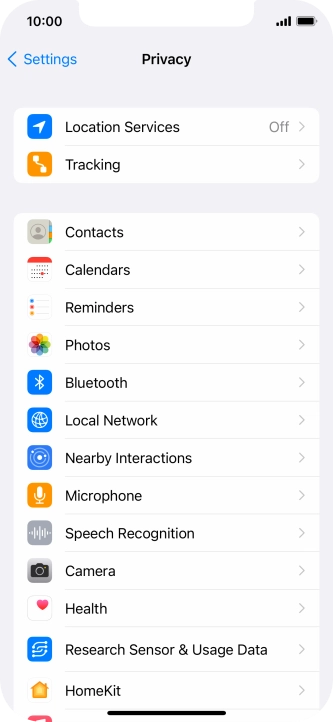 Press Location Services.