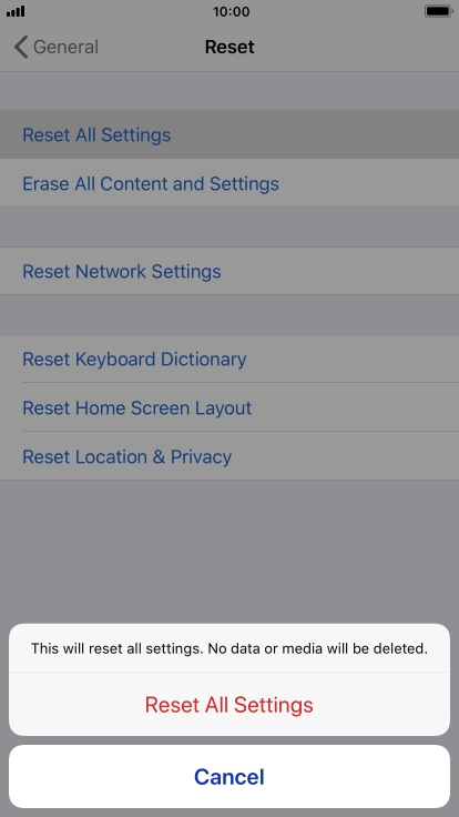 Press Reset All Settings.