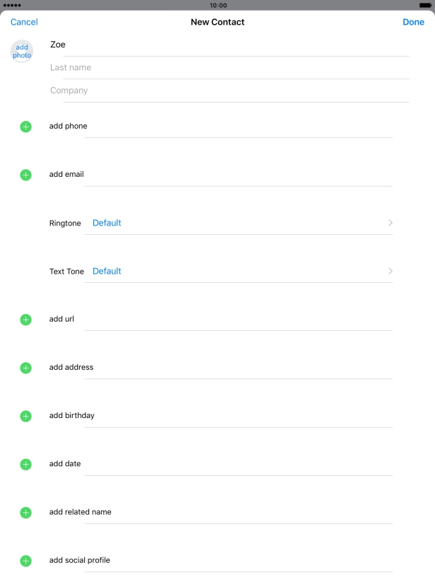 Press Last name and key in the last name.