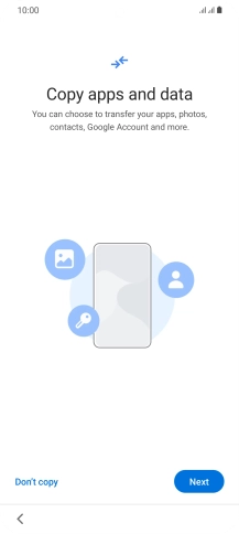 You can transfer the contents of another phone to your phone when it's activated for the first time and after a factory reset. When this screen is displayed, your phone is ready to transfer contents from another phone.