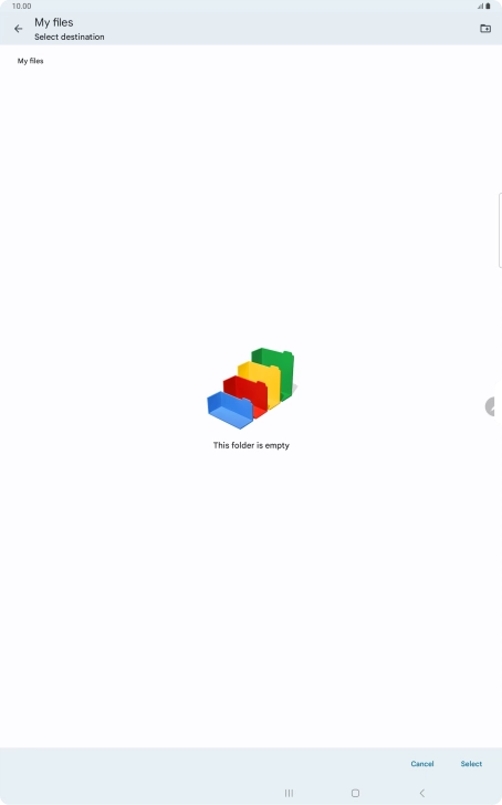 To create a new folder, press the new folder icon and follow the instructions on the screen to create a new folder.