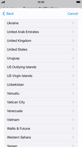 Press the required country.