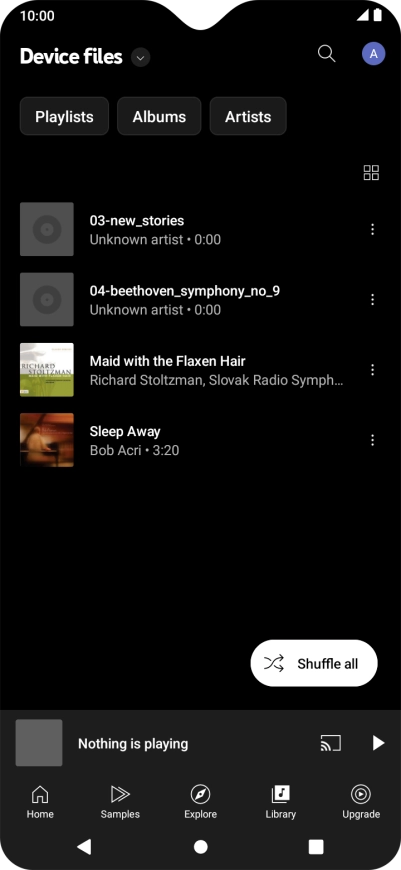 Press the required audio file.