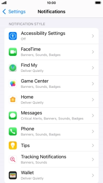 Press the required application.