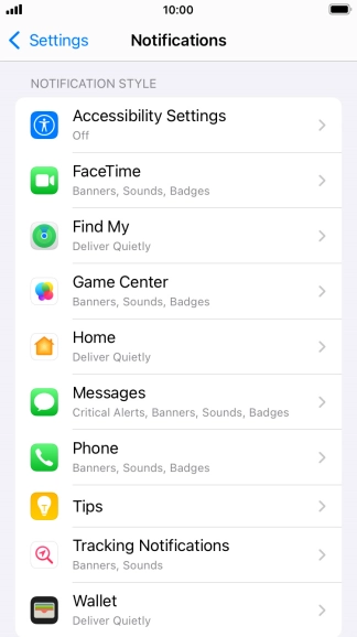 Press the required application.