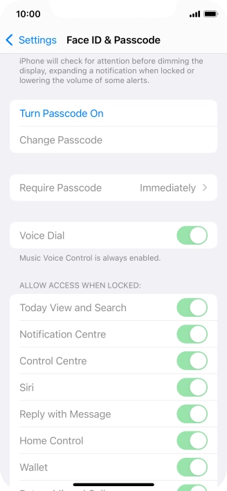 Press Turn Passcode On and key in a phone lock code of your own choice twice.
